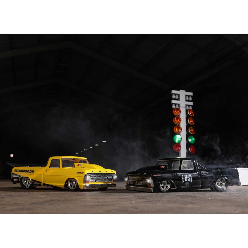 LOSI 1/10 '68 フォード F100 22S 2WD ノープレップ ドラッグトラック ブラシレス RTR、Losi Garage ブラック LOS03045T2