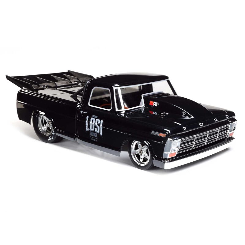 LOSI 1/10 '68 フォード F100 22S 2WD ノープレップ ドラッグトラック ブラシレス RTR、Losi Garage ブラック LOS03045T2
