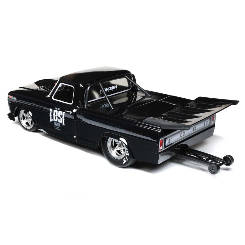 LOSI 1/10 '68 フォード F100 22S 2WD ノープレップ ドラッグトラック ブラシレス RTR、Losi Garage ブラック LOS03045T2