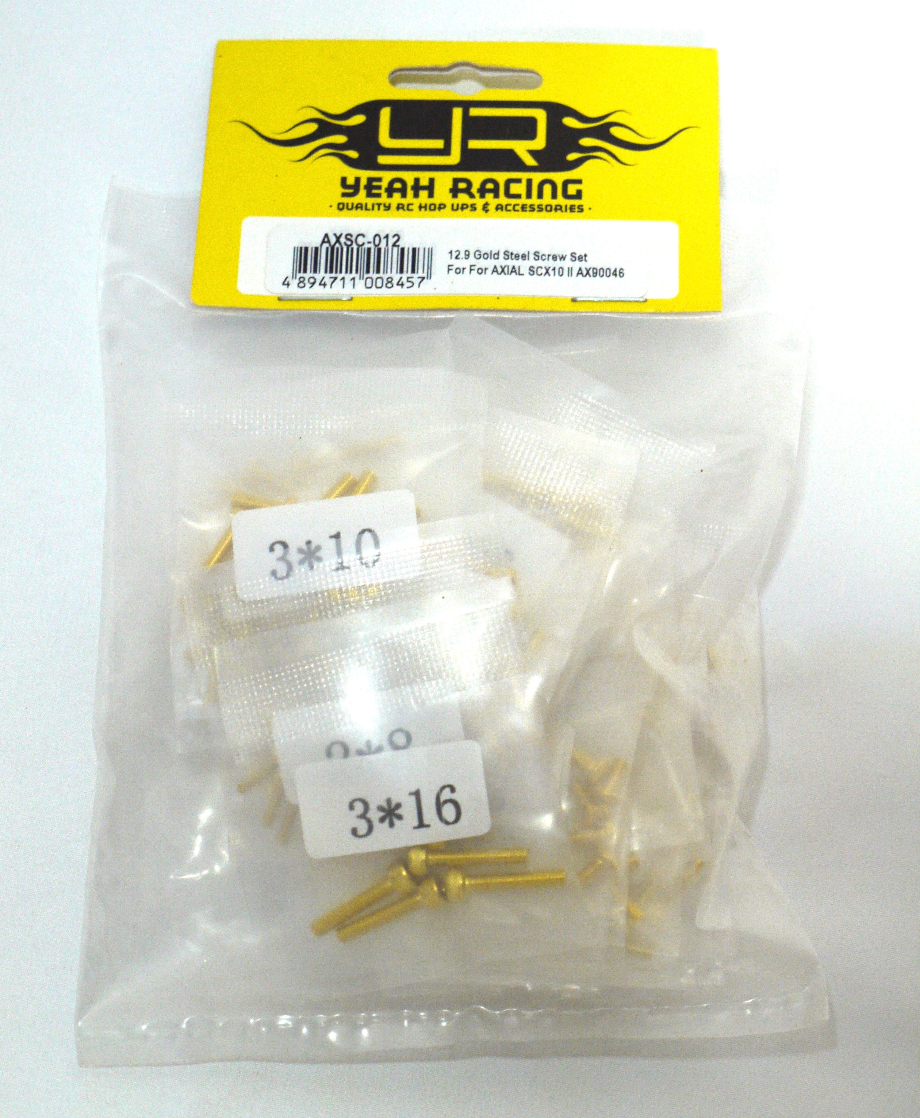 Yeah Racing AXIAL SCX10Ⅱ用 12.9 ゴールドスチールスクリューセット AXSC-012