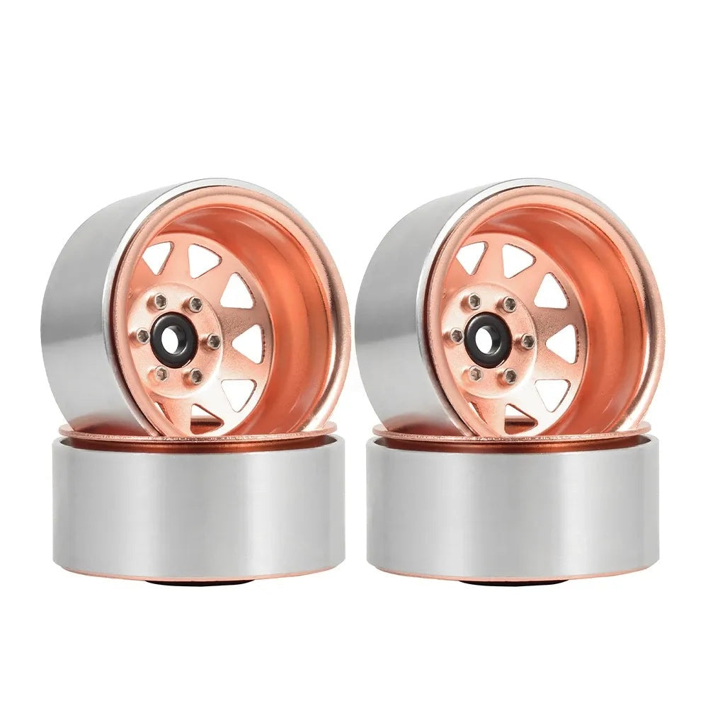 ディープディッシュ ネガティブ オフセット 8.9 ミリメートル メタル 1.9 インチ ビードロック ホイール リム ハブ 1/10 RC クローラー車 TRX4 アキシャル SCX10 90046 CAPRA TRX6 用 ピンク