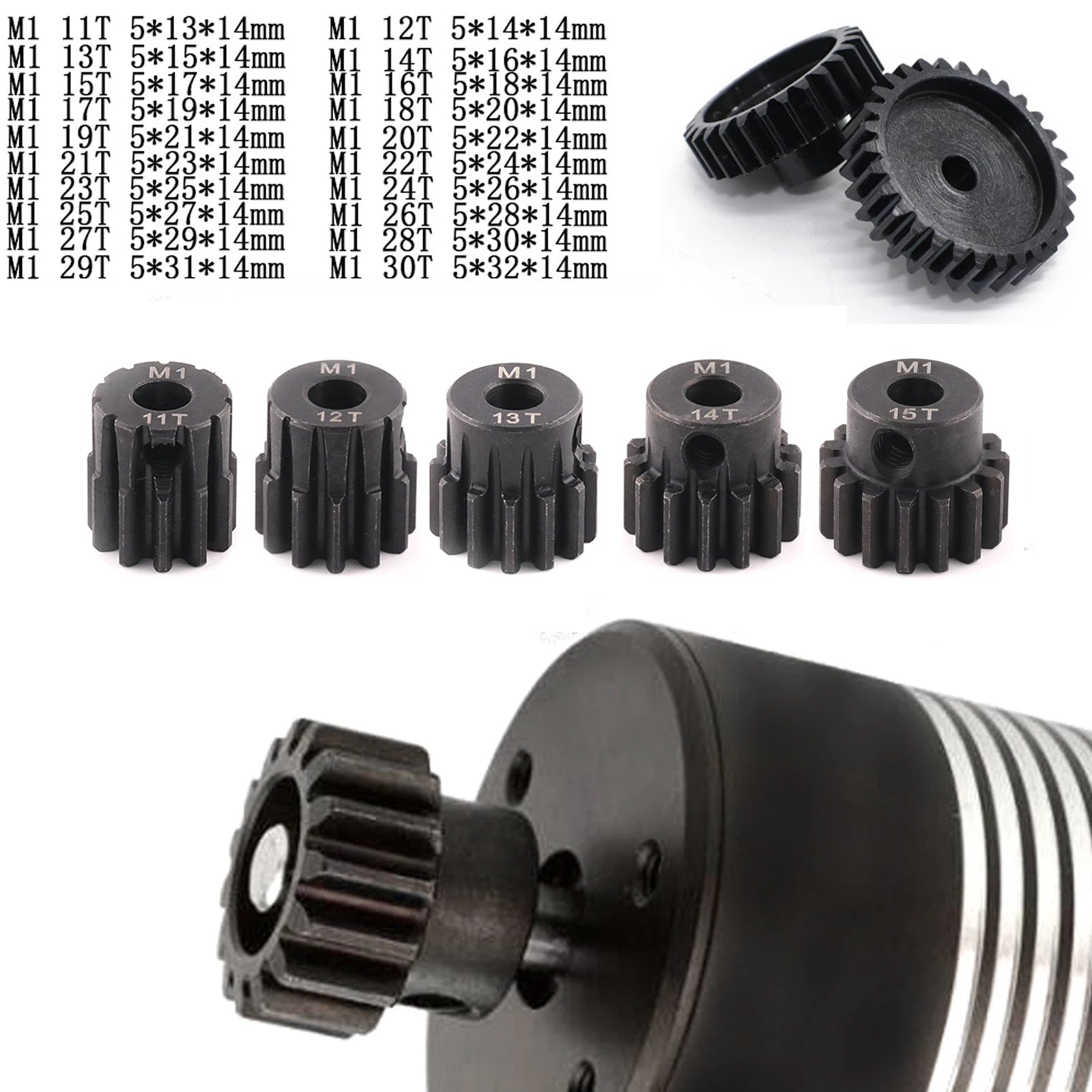 アキシャル 鋼モーターシャフト モッド1 ピニオンギア m1ピッチギア 20T (2個)