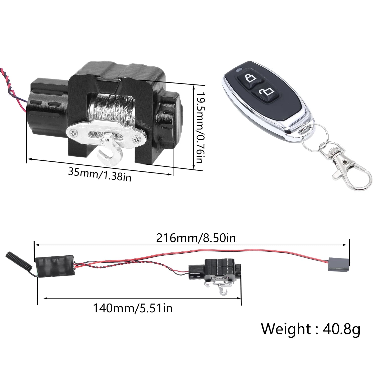1/18 RCクローラー TRX4M用 コントローラーシステム付き 合金製ウインチ ワイヤレス