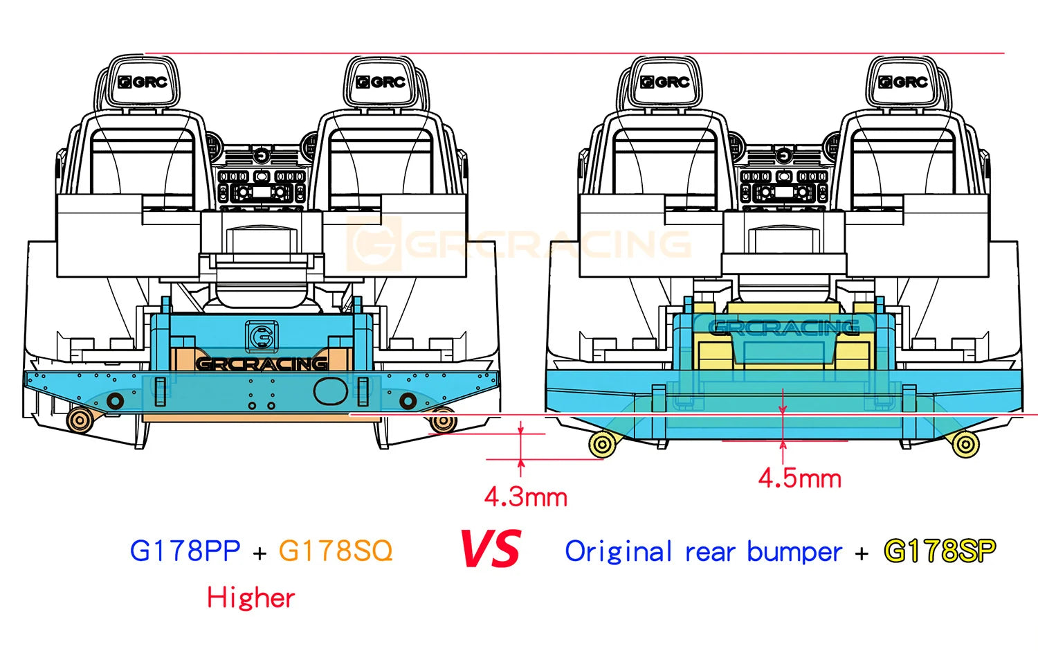 GRC トラクサス TRX4M ディフェンダー 用 デュアルエキゾースト TRX4M Defender オリジナルリアバンパー (3Dプリント) G178SP