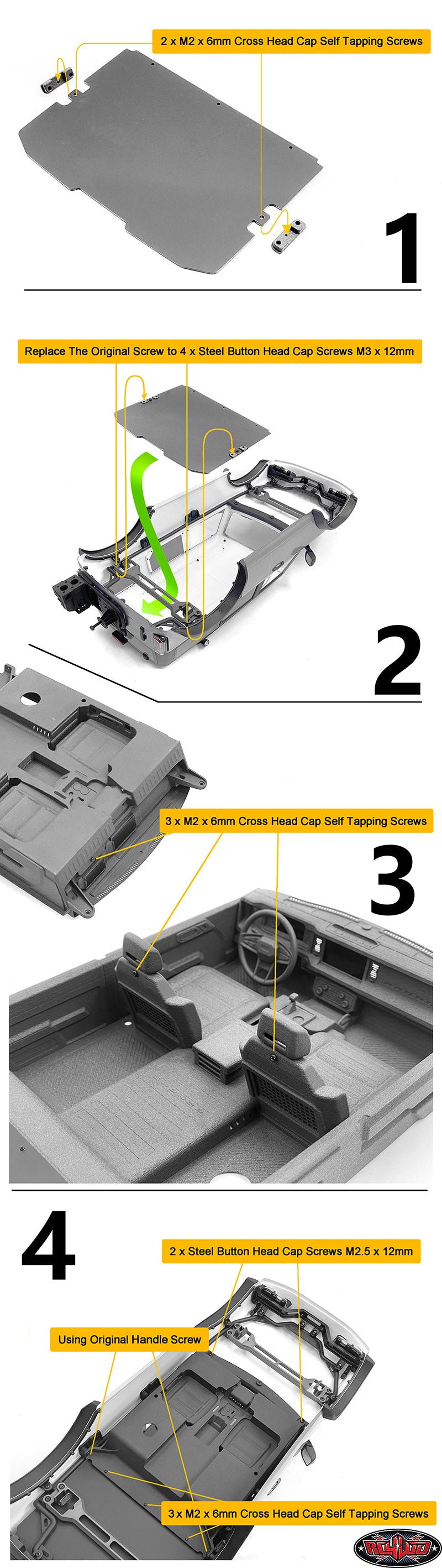 CCHAND Traxxas TRX-4適合 2021 Ford Bronco用リアデッキカバー付きインテリアキャブ VVV-C1320