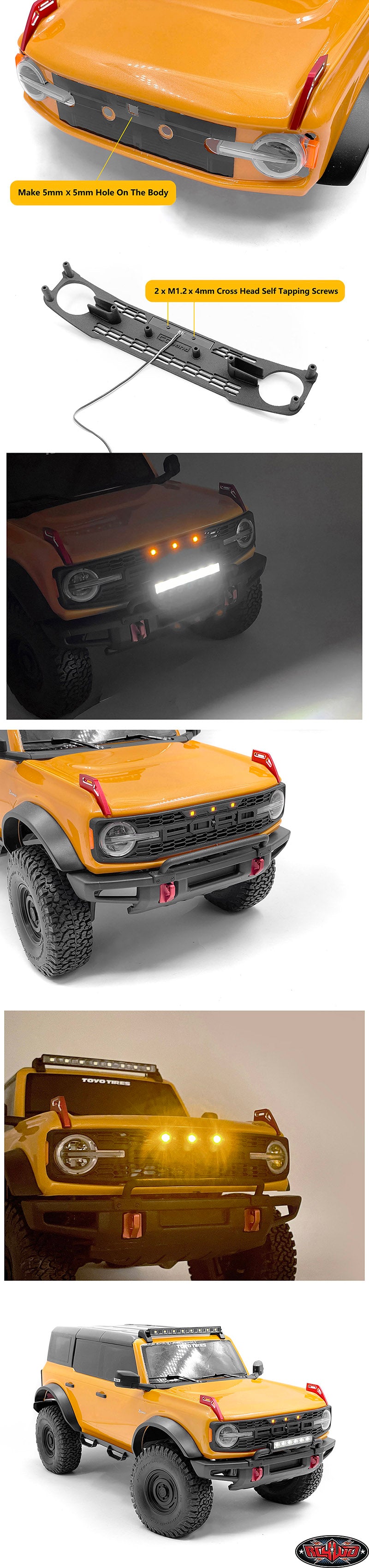 CCHAND トラクサス TRX-4適合 2021 フォード ブロンコ用 フォード ラプタースタイルグリル VVV-C1327