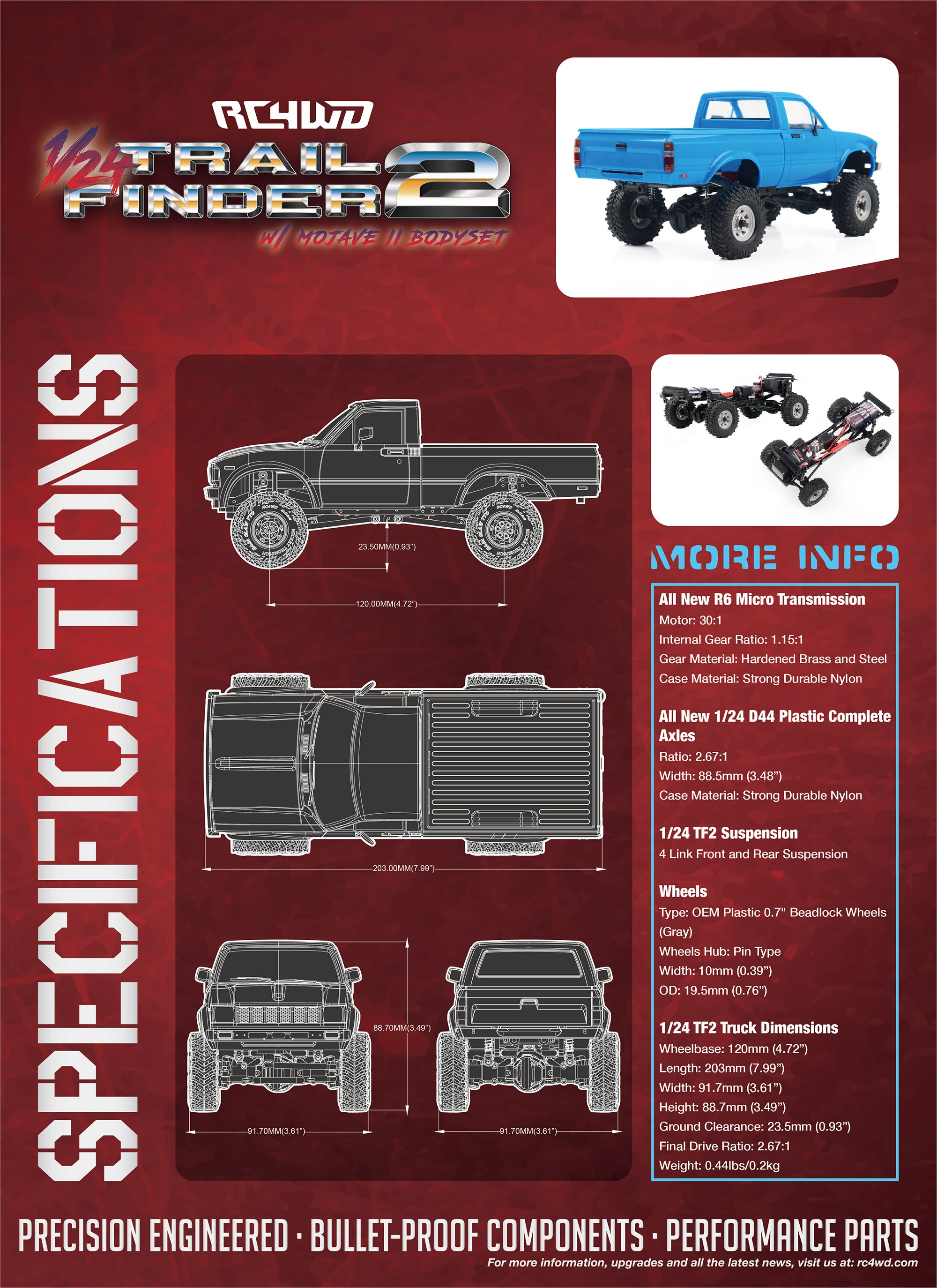 RC4WD 1/24 トレイルファインダー 2 TF2ミニ RTR W/モハーベ II レッド Z-RTR0053