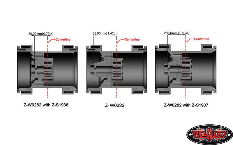 RC4WD レーシングモンスタートラックビードロックホイール用 ナローオフセットハブ(段付き六角) Z-S2004