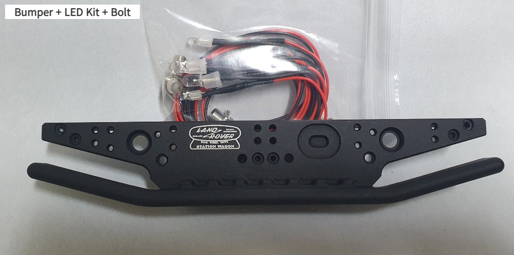 H-TECH 1/10 トラクサス TRX4適合 ランドローバー ディフェンダー アルミニウム メタル リアバンパー(LED付き)