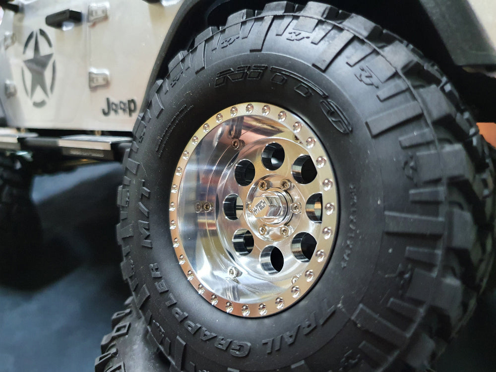 H-TECH RC 1/10 1.9インチ アルミ メタル ビードロック ホイール 4本 (HTW1.9-01)