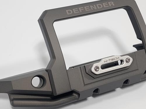 H-TECH 1/10 トラクサス TRX4適合 ランドローバー ディフェンダー アルミニウム メタル フロント バンパー(LED付き)