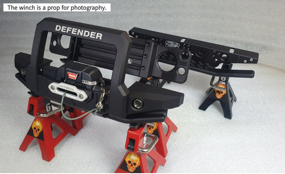 H-TECH 1/10 トラクサス TRX4適合 ランドローバー ディフェンダー アルミニウム メタル リアバンパー(LED付き)