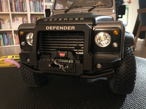 H-TECH 1/10 トラクサス TRX4適合 ランドローバー ディフェンダー アルミニウム メタル フロント バンパー(LED付き)