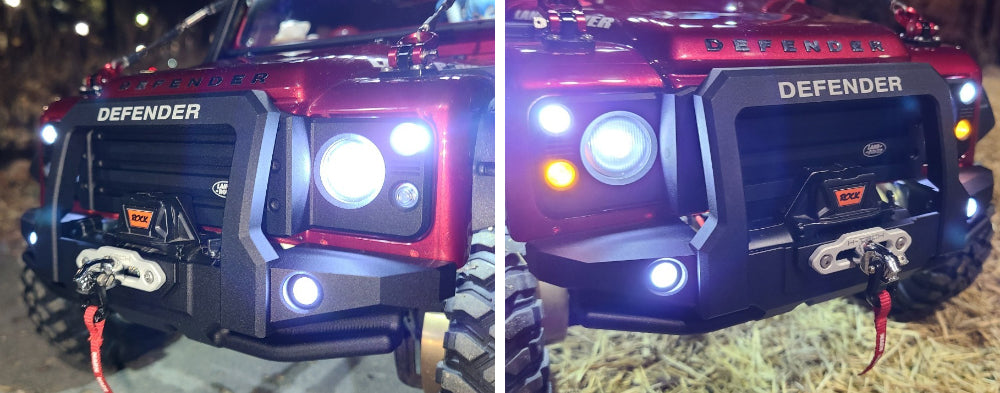 H-TECH 1/10 トラクサス TRX4適合 ランドローバー ディフェンダー アルミニウム メタル フロント バンパー(LED付き)