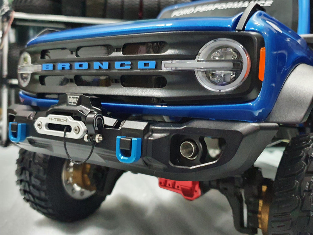 H-TECH Traxxas TRX4 2021 Bronco用 CNCアルミフロントバンパー「LED付きウインチ」