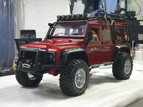 H-TECH 1/10 トラクサス TRX4適合 ランドローバー ディフェンダー アルミニウム メタル フロント バンパー(LED付き)