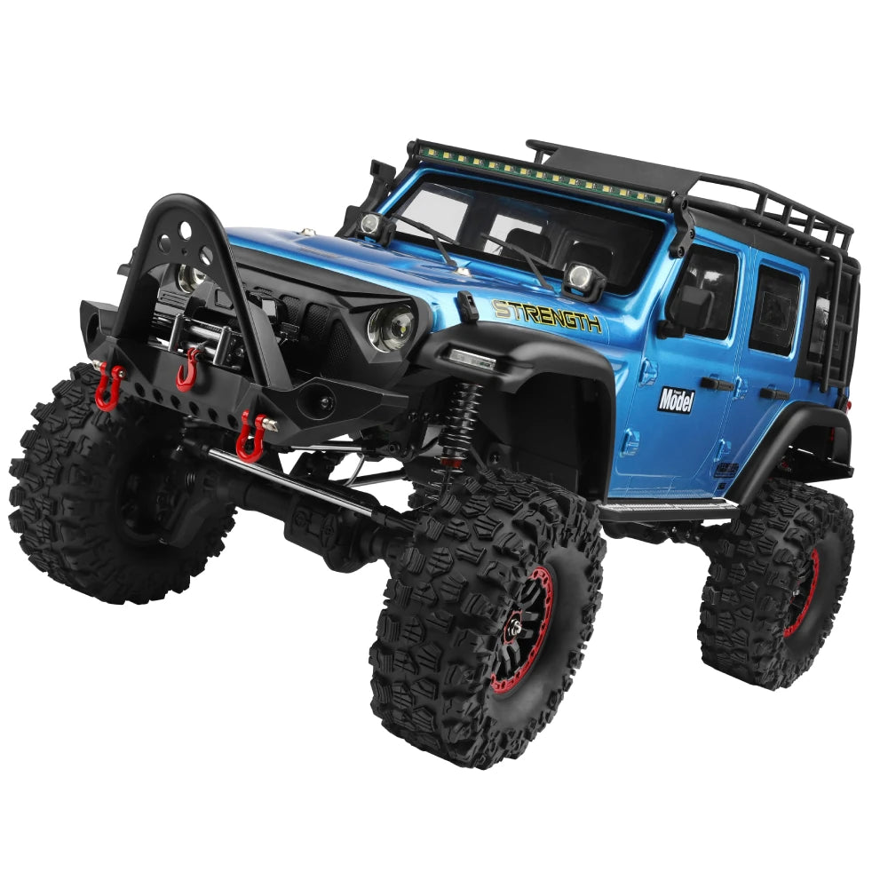 WLtoys 1:10 RCカー STRENGTH RTR 1/10 2.4G 4WD RCカー ロッククローラー オフロード クライミングトラック フルプロポーショナルLEDライト車両モデル ジープ Jeep ブルー 104010
