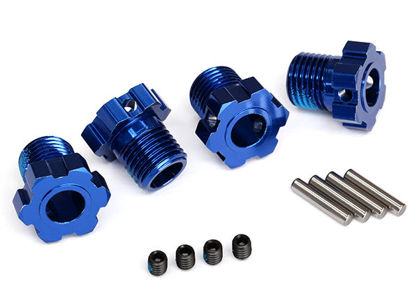 トラクサス スレッジ マックス E-Revo ホイールハブ、スプライン、17mm(ブルーアルマイト)(4個)/ 4x5 GS(4個)、3x14mmピン(4個) 8654