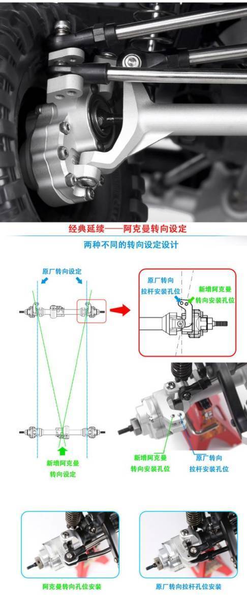 GRC Traxxas TRX-4用 G2 CNCアルミ製フロント&リアアクスルハウジング&ポータルドライブハウジングセット(ブラック、シルバー)