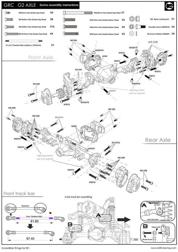 GRC Traxxas TRX-4用 G2 CNCアルミ製フロント&リアアクスルハウジング&ポータルドライブハウジングセット(ブラック、シルバー)