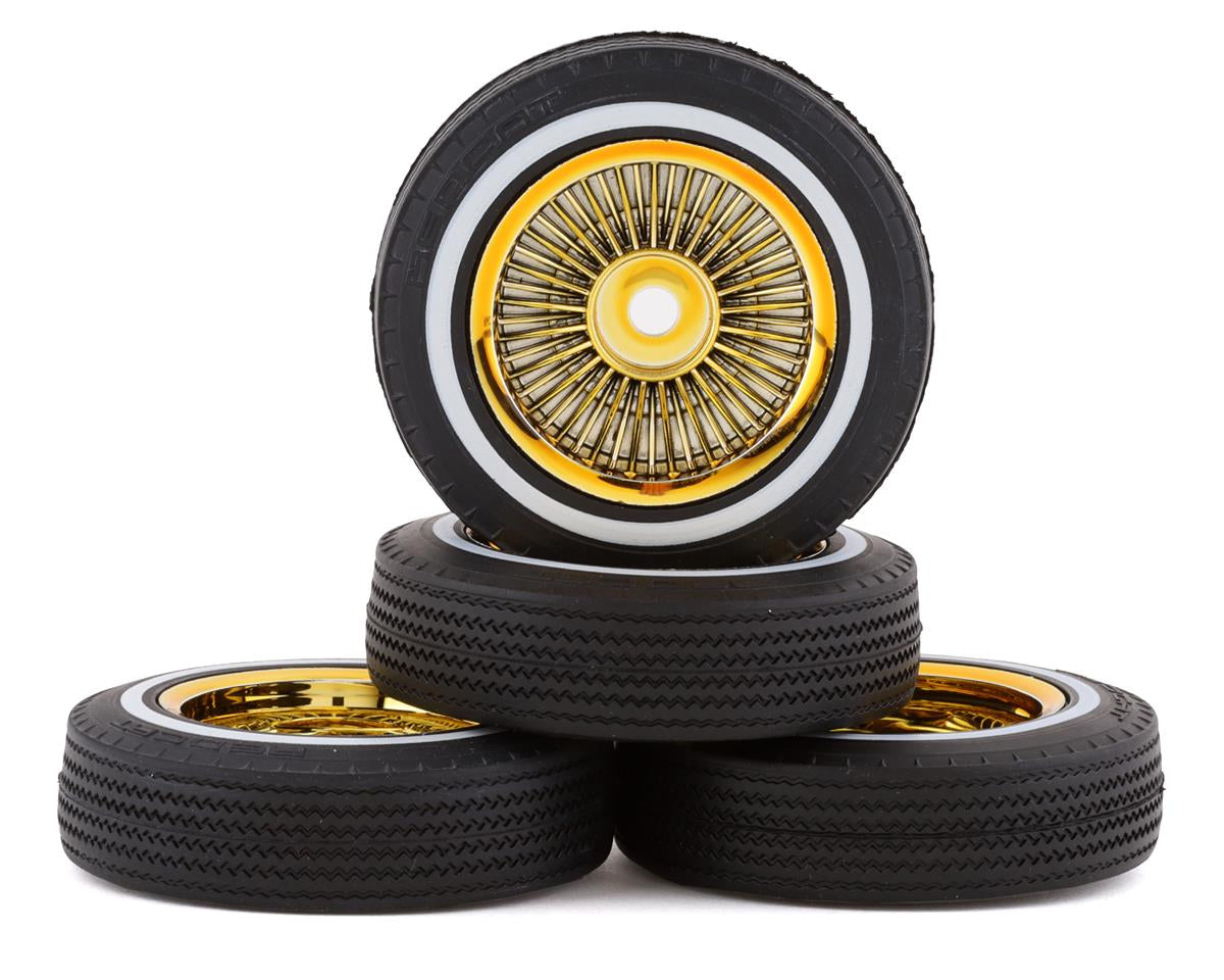 REDCAT SixtyFour Whitewall Low Pro タイヤ&ホイール(ホイールナット付き)(ゴールド) RER14434