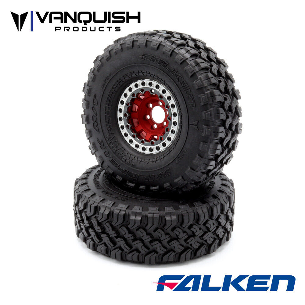 Vanquish Products ファルケン ワイルドピーク M/T 1.9 インチ ロック クローラー タイヤ (2本) (レッド) ヴァンキッシュ VPS10103