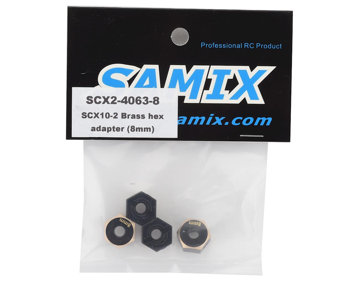 Samix Axial SCX10 II用 真鍮製 8mm 六角アダプター 4個入り ブラック ゴールド SCX2-4063-8