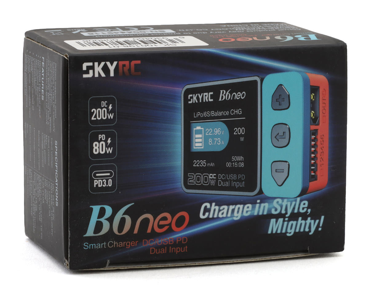 SKY RC B6Neo USB対応 リポバッテリー充電器 LiPo/LiHV/LiFe DC、USBタイプC (6S/10A/200W) (赤/青) SK-100198-01