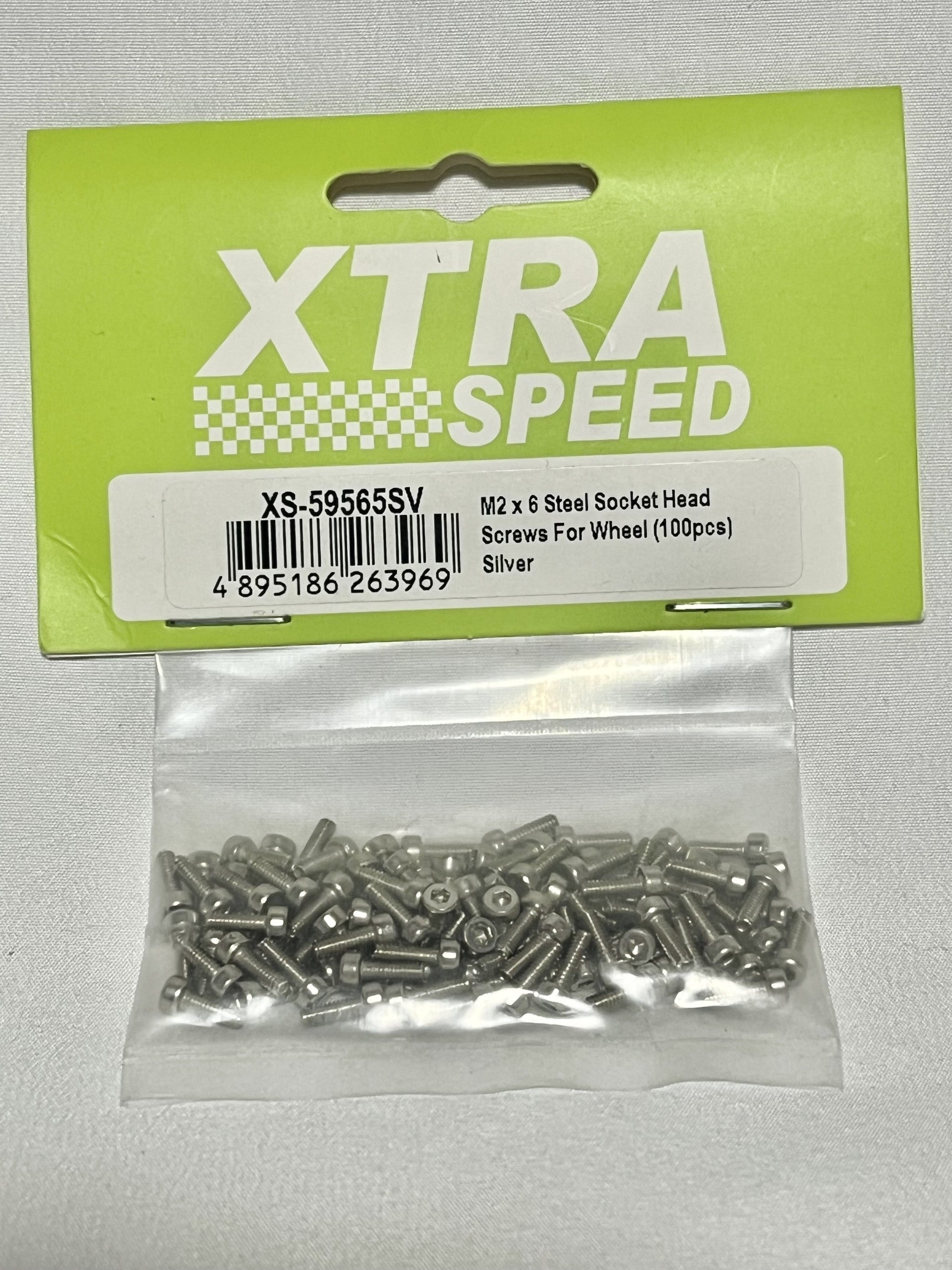 Xtra Speed ホイール用 スチールソケットヘッドハブ シルバー 2x6 100個 XS-59565SV