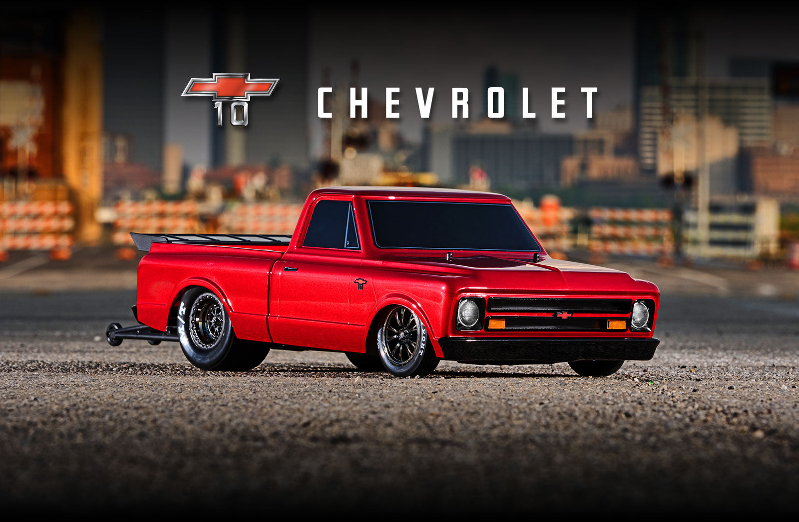 トラクサス 1 / 10 ドラッグスラッシュ 1967シボレーC10 ブラシレス ドラックレーサー RTR 94076-4_RED - RCTRAIL