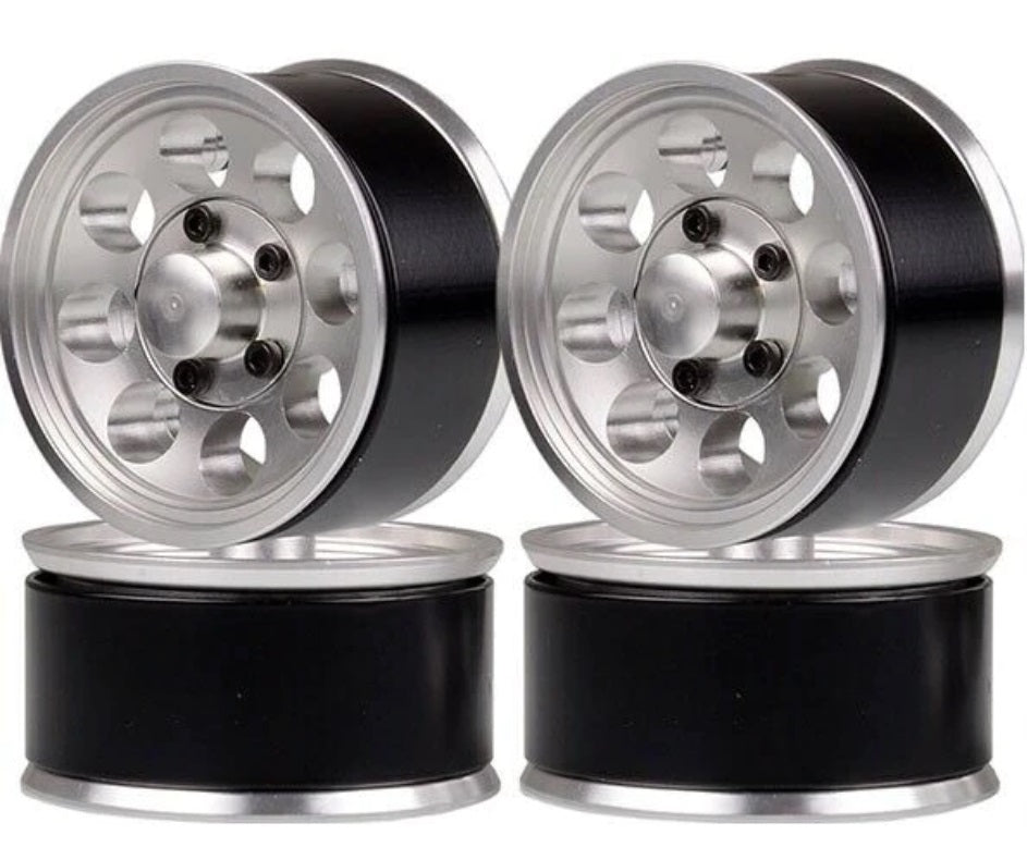 RCTRAIL アルミビートロックホイール 1.55インチ シルバー 4本 - RCTRAIL