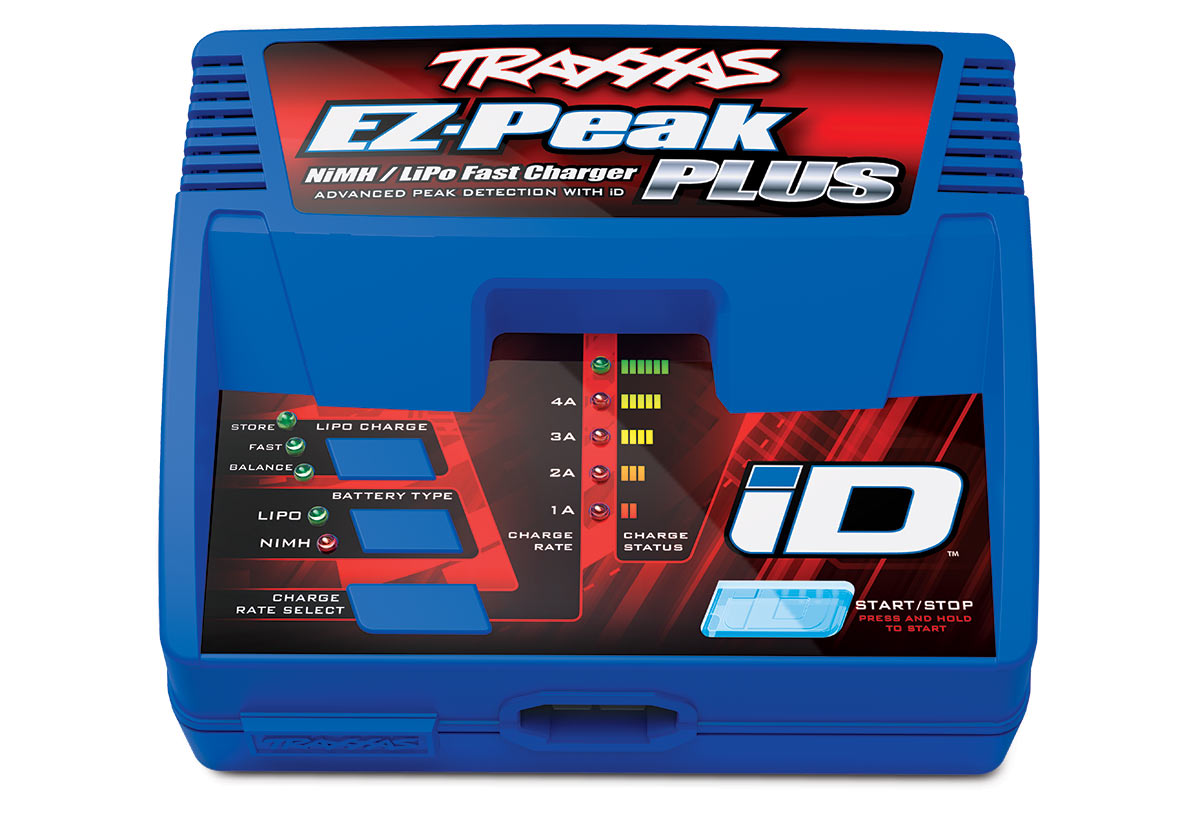 トラクサス 純正バッテリー充電器 LIPO/NiMHバッテリー対応 EZ-Peak Plus 4 アンペア NiMH/LiPo 急速充電器 / iDプラグ自動バッテリー識別機能付き(2S~3S /100W) #2970