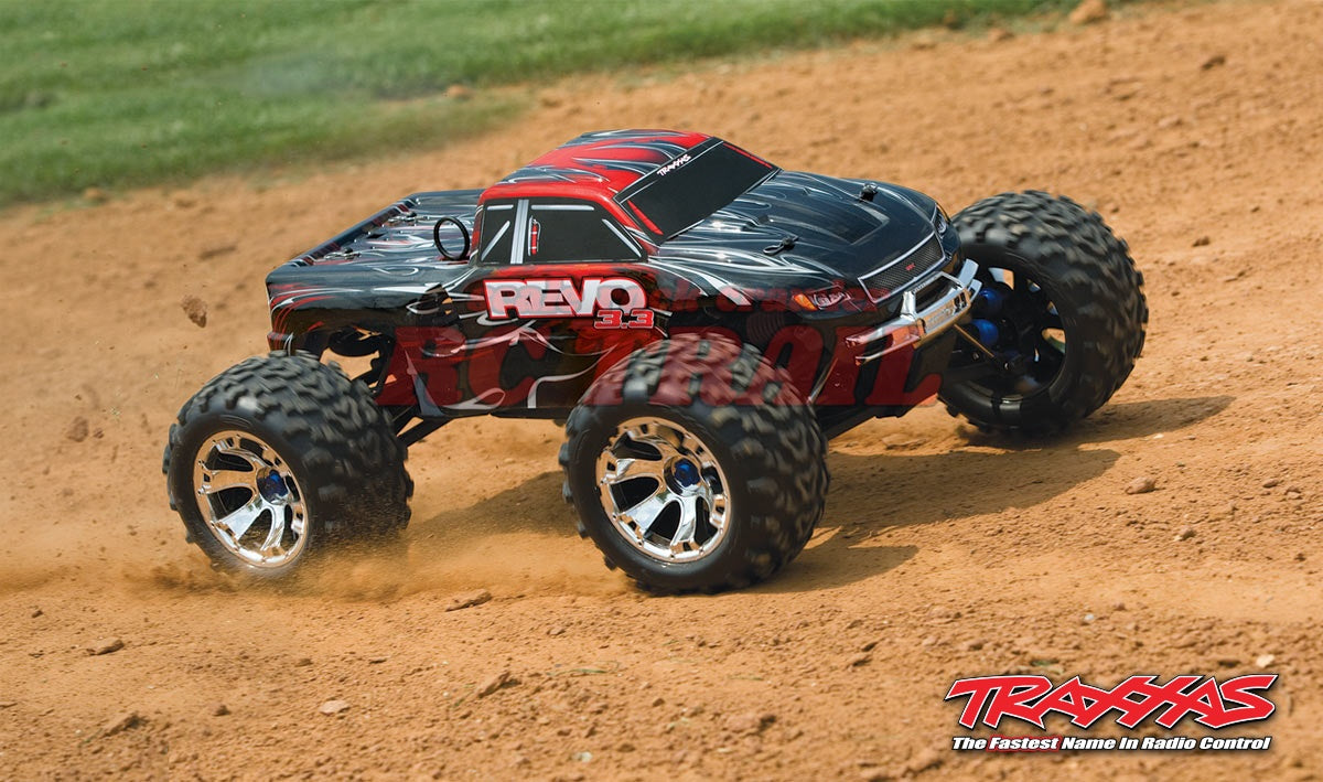 トラクサス Revo 3.3 4WD RTR エンジン モンスタートラック  / TQi(レッド)2.4Ghz プロポ、TSM、バッテリー&充電器、スターター付属 53097-3 - RCTRAIL