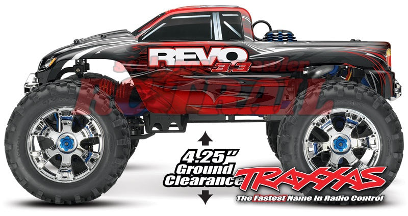 トラクサス Revo 3.3 4WD RTR エンジン モンスタートラック  / TQi(レッド)2.4Ghz プロポ、TSM、バッテリー&充電器、スターター付属 53097-3 - RCTRAIL