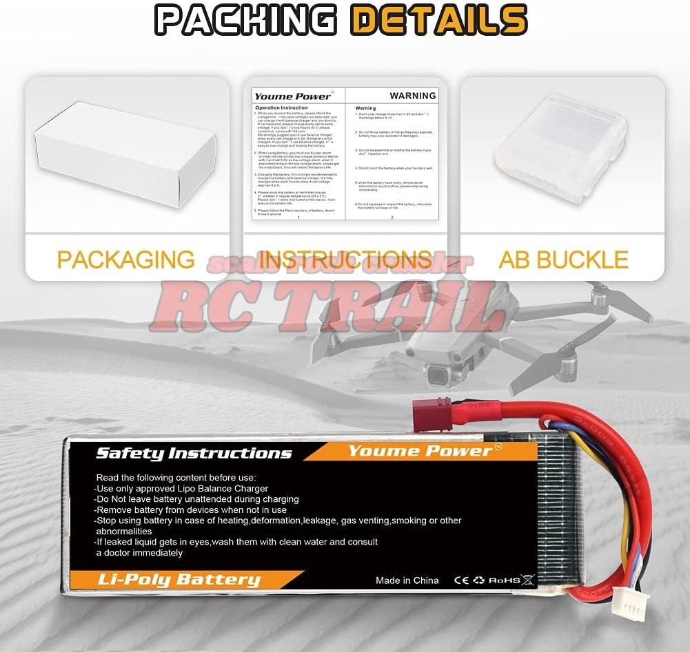 4S Lipoバッテリー、14.8V Lipo 4S 6500mAh 60C T型プラグ - RCTRAIL