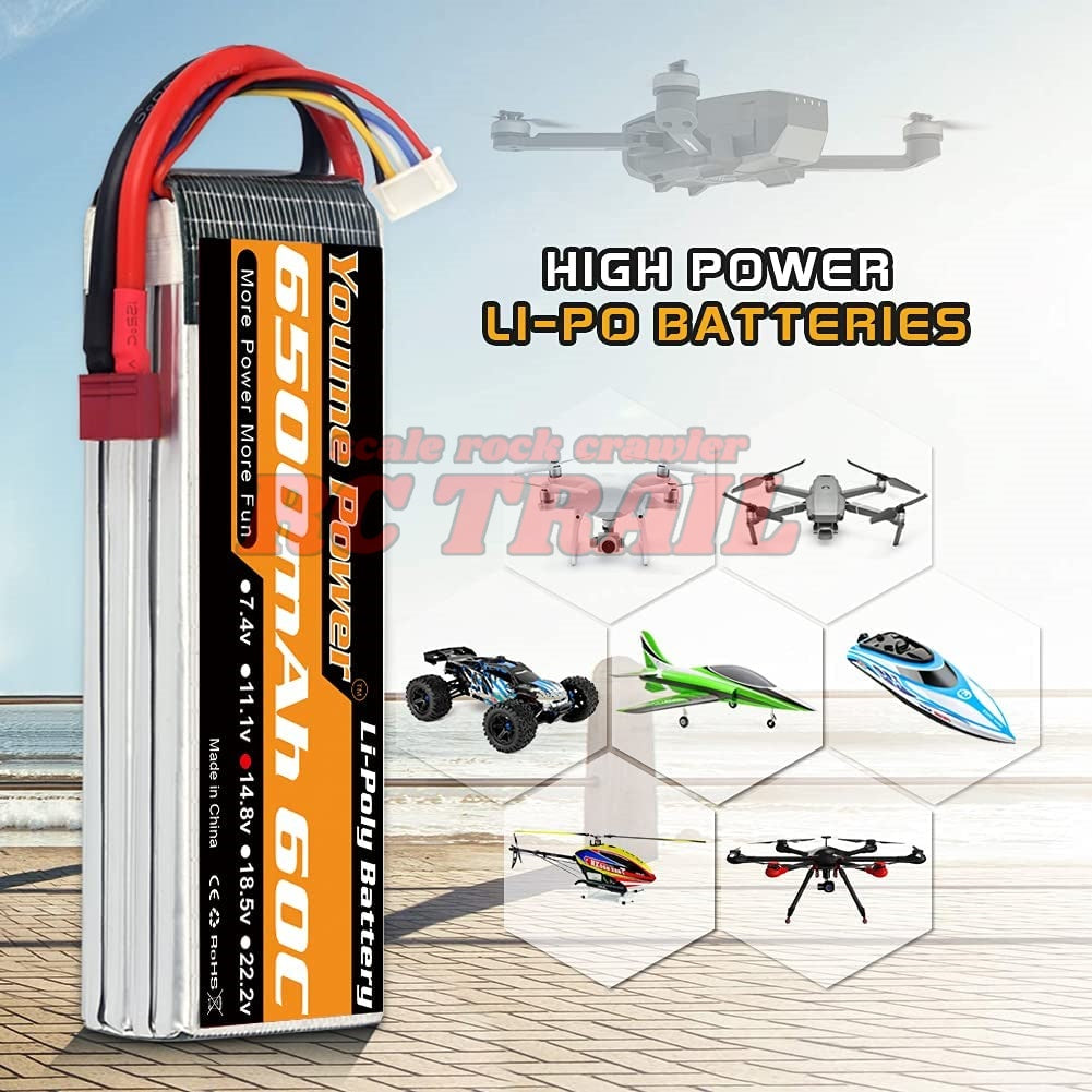 4S Lipoバッテリー、14.8V Lipo 4S 6500mAh 60C T型プラグ - RCTRAIL