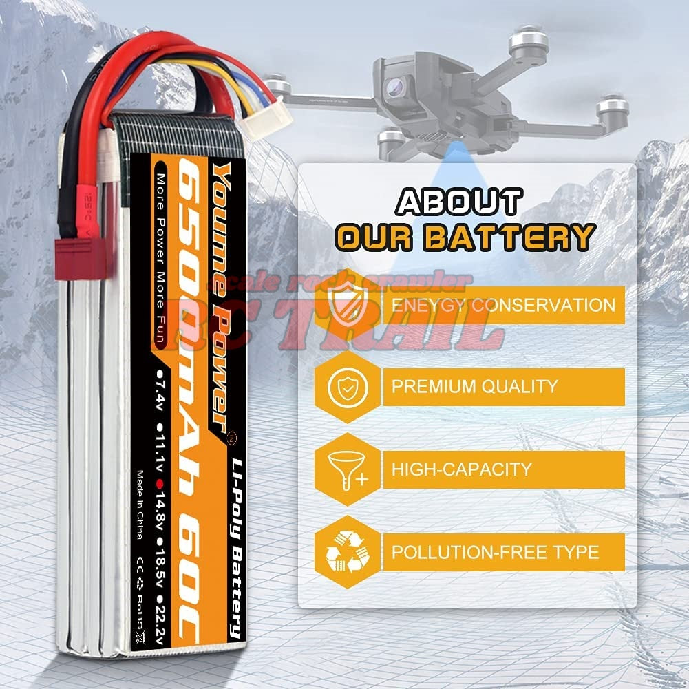 4S Lipoバッテリー、14.8V Lipo 4S 6500mAh 60C T型プラグ - RCTRAIL