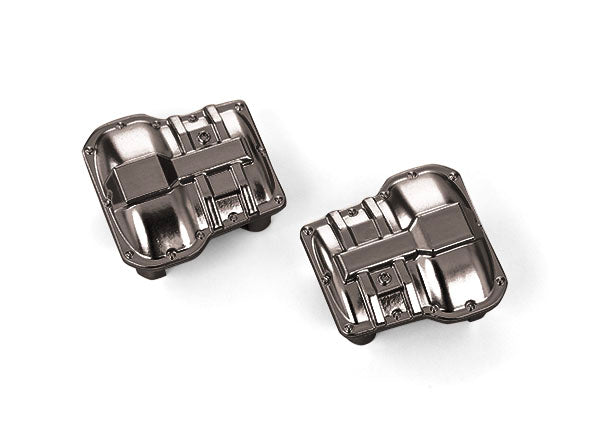 トラクサス 1/18 TRX4M アクスル カバー、フロント、リア 9738 (クローム、サテンシルバー)