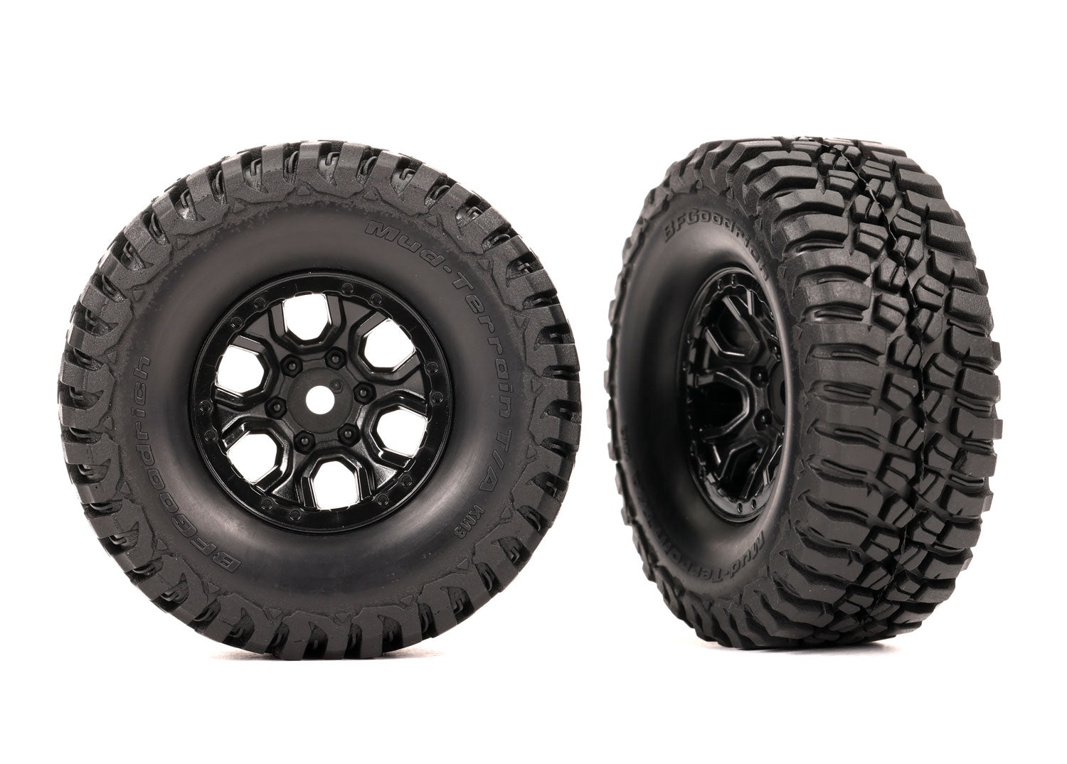 トラクサス 1/18 TRX4M タイヤとホイール、組み立て済み (ブラック 1.0" ホイール、BFGoodrich® Mud-Terrain™ T/A® KM3 2.2x1.0" タイヤ) (2本) 9774