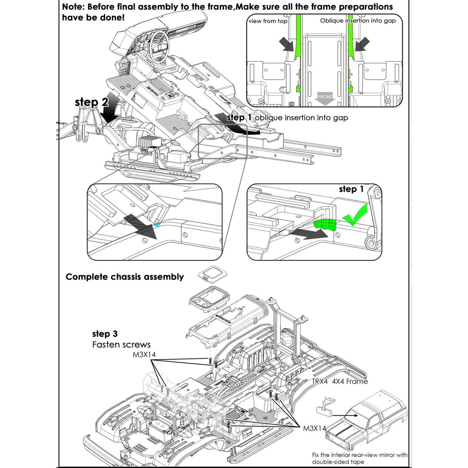 GRC 1979ブレイザー インテリアキット 内装 インナーボディ 組み立て式 1/10 TRX4 - RCTRAIL