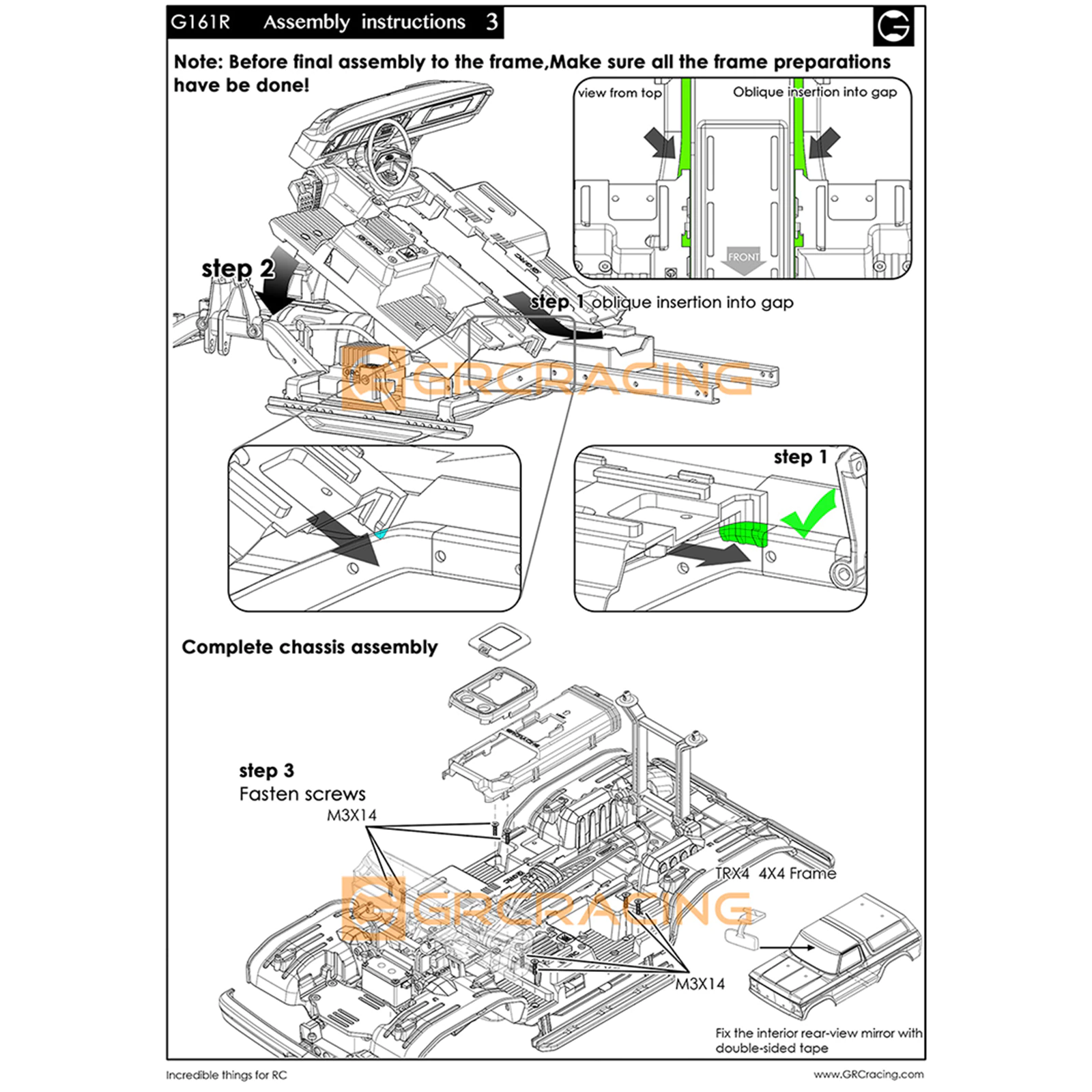 GRC 1979ブロンコ インテリアキット 内装 インナーボディ 組み立て式 1/10 TRX4 - RCTRAIL