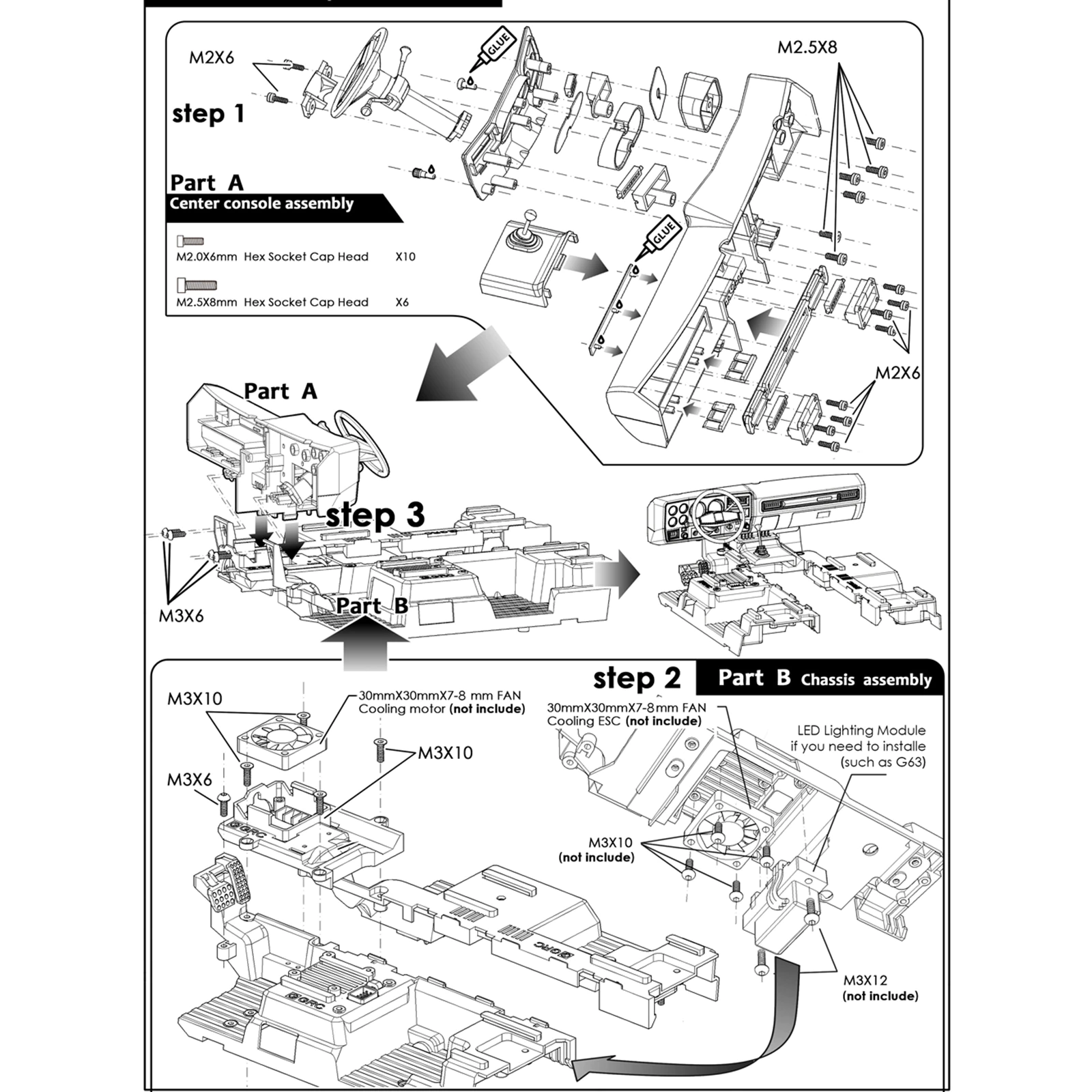 GRC 1979ブレイザー インテリアキット 内装 インナーボディ 組み立て式 1/10 TRX4 - RCTRAIL