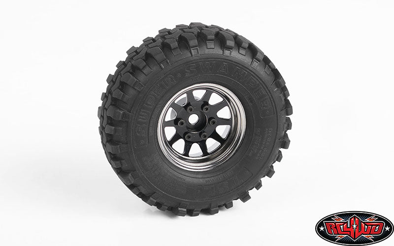 RC4WD OEM 6ラグスタンプスチール1.55 "ビードロックホイール(ブラック/クローム)(4本)Z-W0337 - RCTRAIL