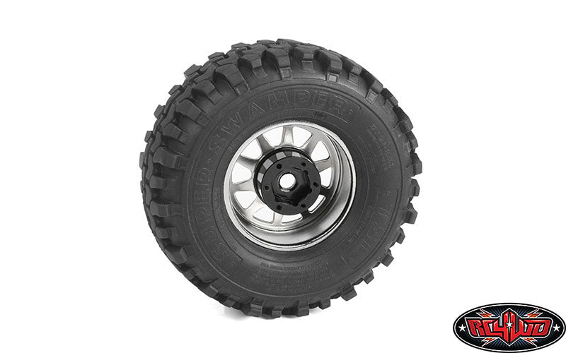 RC4WD OEM 6ラグスタンプスチール1.55 "ビードロックホイール(ブラック/クローム)(4本)Z-W0337 - RCTRAIL