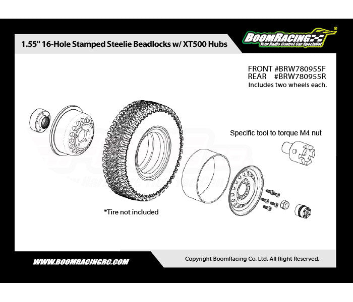 ブームレーシング 16穴 クラシックビードロックホイール(フロント) スティーリーリバーシブル 、XT504ハブ付き(2本)ガンメタル BRW780955FGM - RCTRAIL