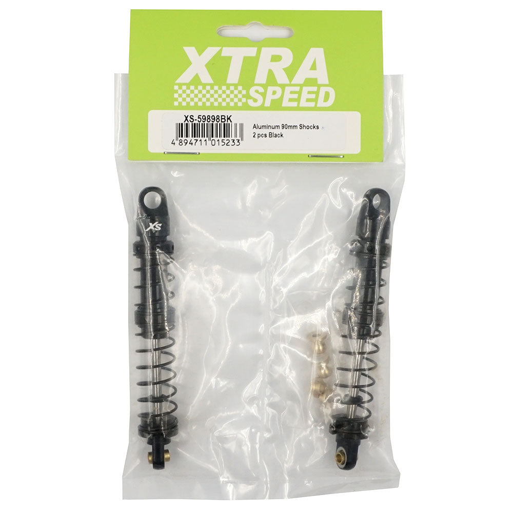 Xtra Speed アルミ 90mm ショックアブソーバー 2個 ブラック 1/10 クローラー SCX10 II XS01 XS02用  XS-59898BK