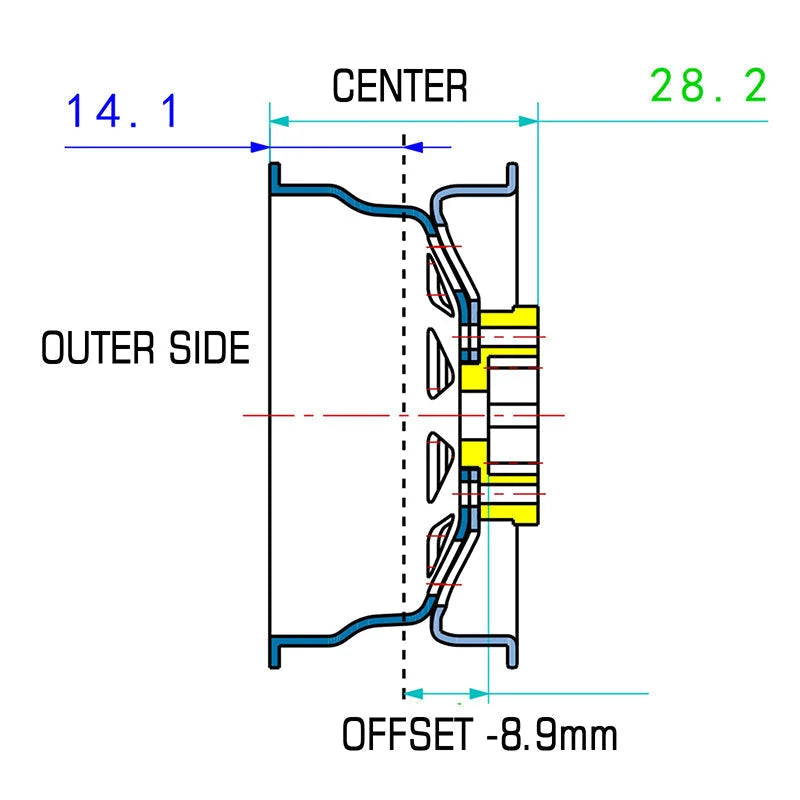 INJORA 1/10 RCクローラー用　 1.9インチ ディープディッシュ スタンプ加工 -8.9mmオフセットホイール 1/10スケールRCクローラー用 TRX4 SCX10(W1948)