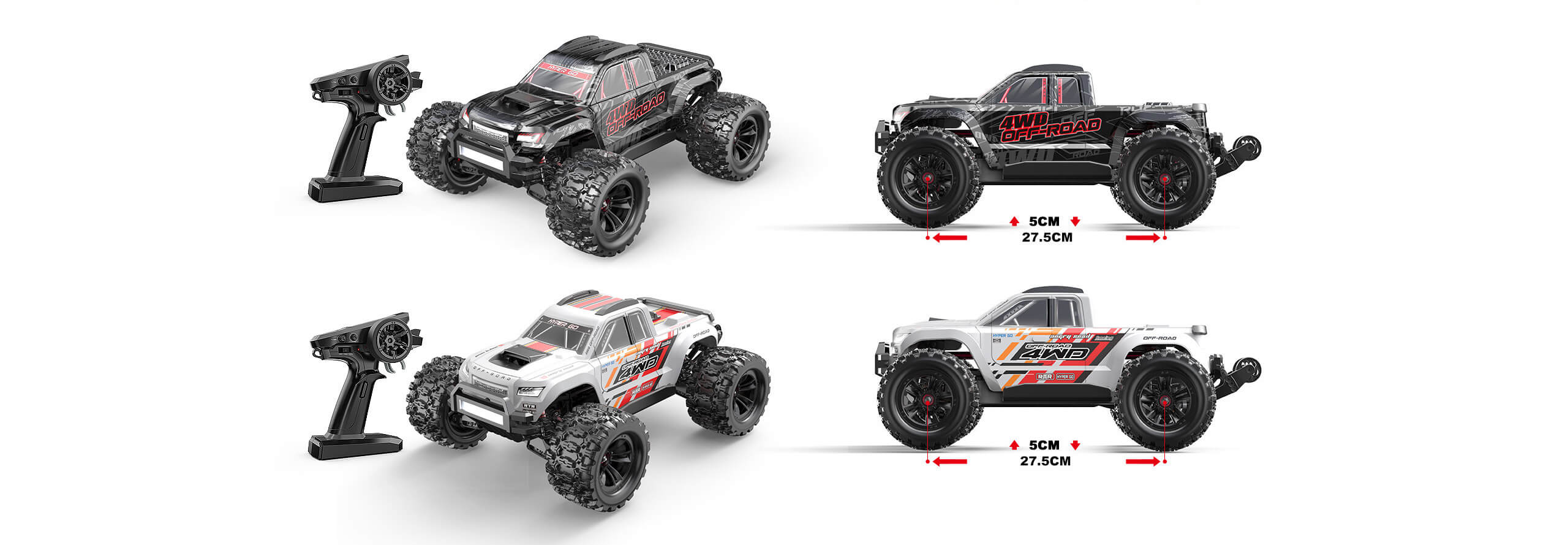 【アウトレット】MJX　1/10 Hyper Go 10208 V2 RCモンスタートラック4WD ブラック　