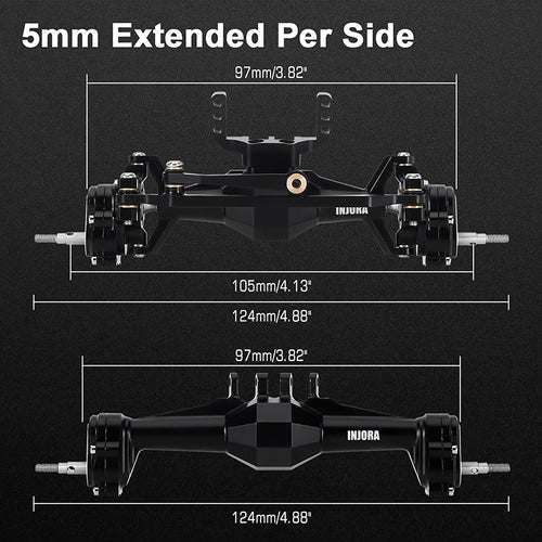 1/18 TRX4M用 +5mm ダイヤモンドポータルアクスル、レイダウンサーボマウント＆リンク付き 4M-104(各色）