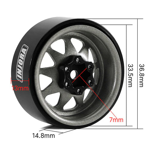 1.3インチ スタンプスチールホイール - 4.05mmオフセット 1/24 1/18 RCクローラー用 (W1312) YQW-1312BK 各色